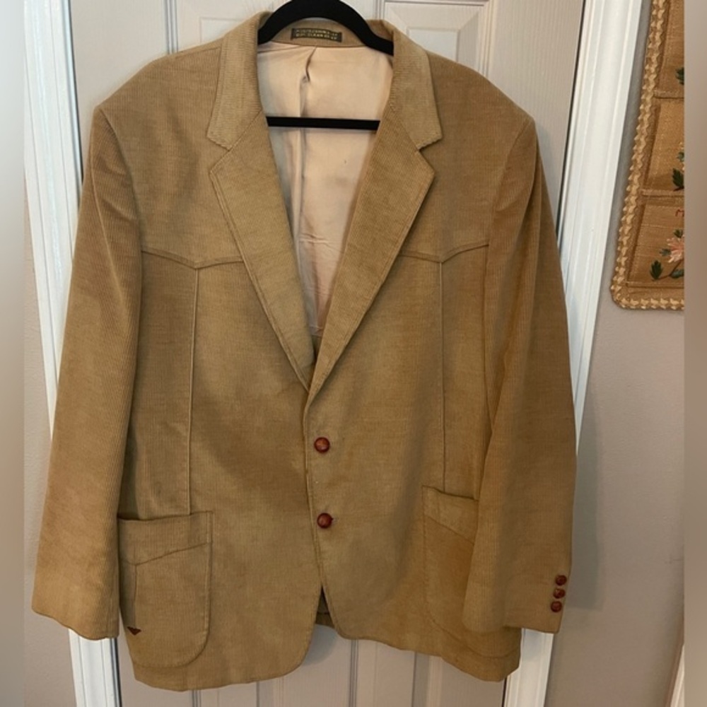 Warren Sewell Clothing Company men’s tan wide corduroy western style blazer Sz L